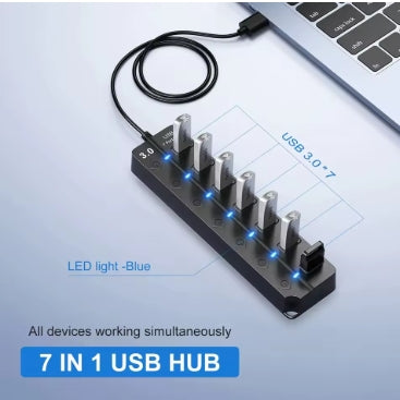 HUB USB 3.0 5Gbps, 7 Ports