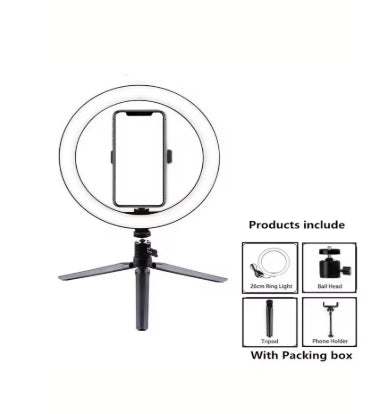 26 cm ring light with tripod and support for all smartphones