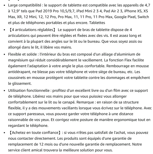 Support de téléphone et tablette pour lit