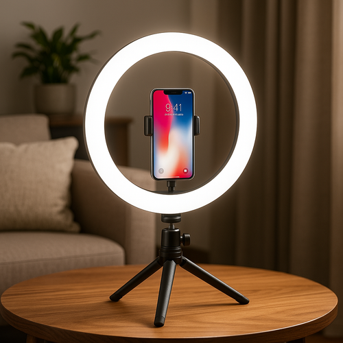 26 cm ring light with tripod and support for all smartphones