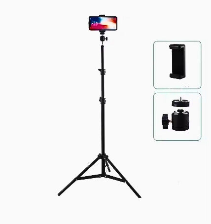Trépied pliable et clip de support de téléphone 160 Cm multifonctionnel, pour téléphone et appareil photo