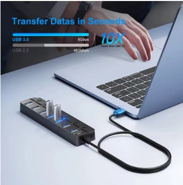 HUB USB 3.0 5Gbps, 7 Ports