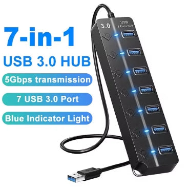 HUB USB 3.0 5Gbps, 7 Ports
