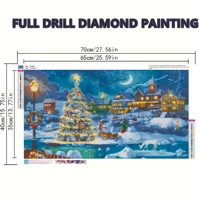5D DIY Adult Diamond Painting Kit - Festival Theme, Round Diamonds, Acrylic (PMMA) - Christmas Night Scene Wall Art, 69.85x39