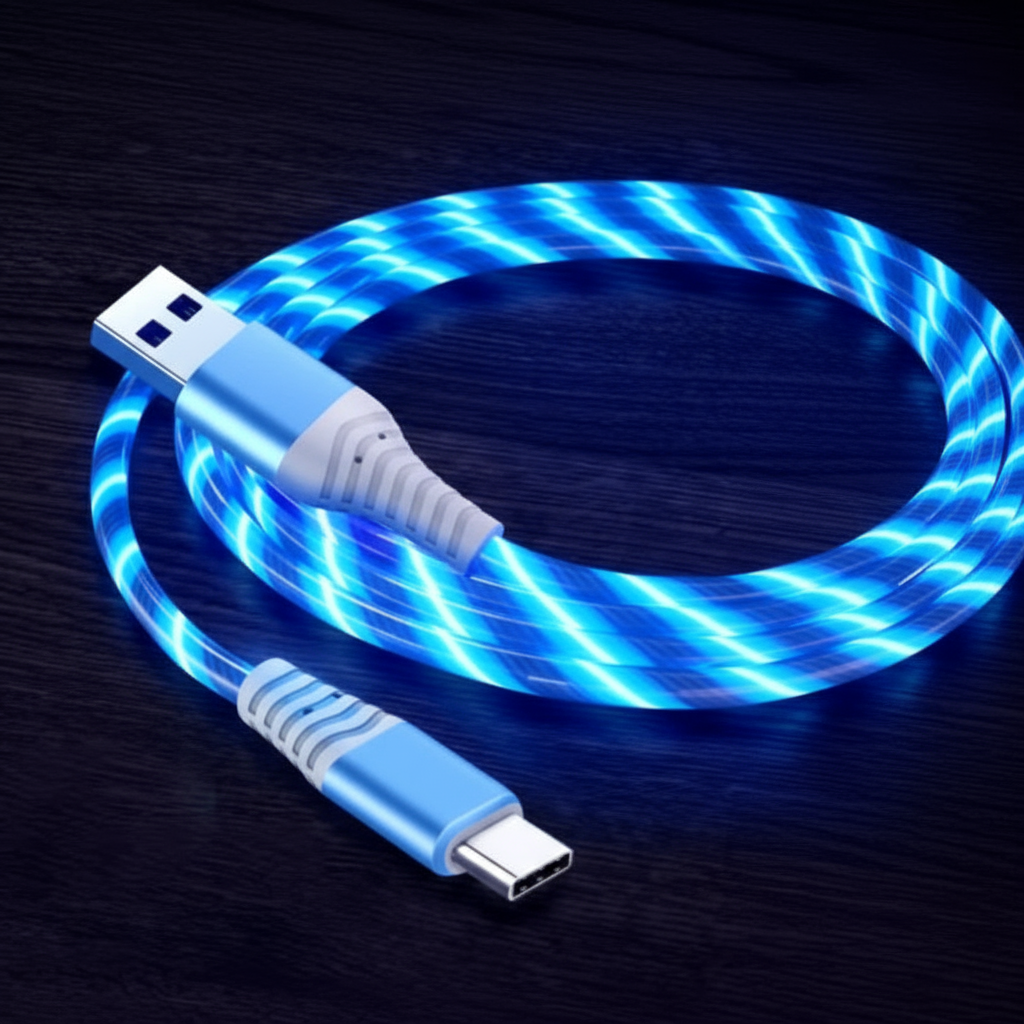 Câble USB lumineux bleu électrique optimisé