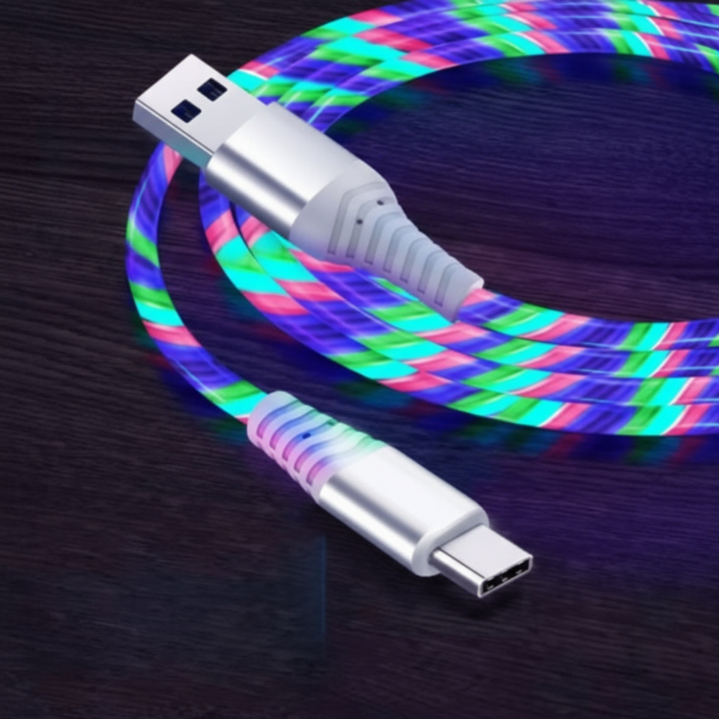 Câble USB lumineux RGB multicolore optimisé